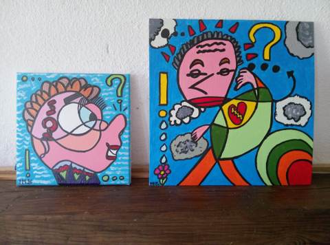 Dans leurs têtes — Acrylique sur toile, 2026 — œuvre de CubismishArt, art Abstraction, Figuratif, Art contemporain