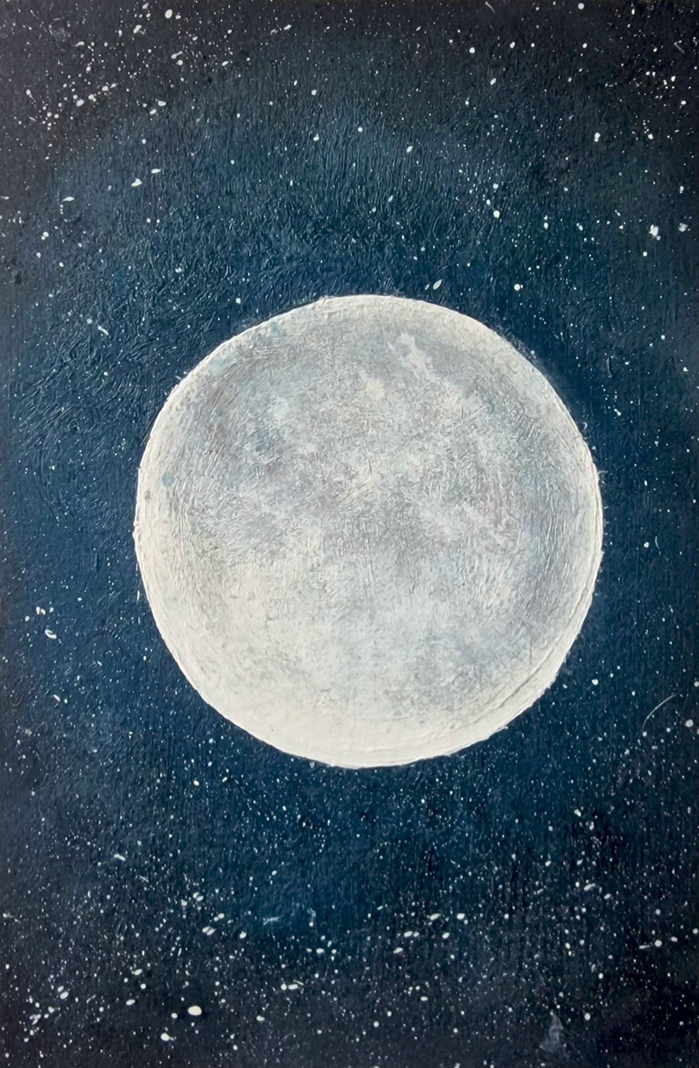 Lune Bleue — Huile sur papier — œuvre de Louison May