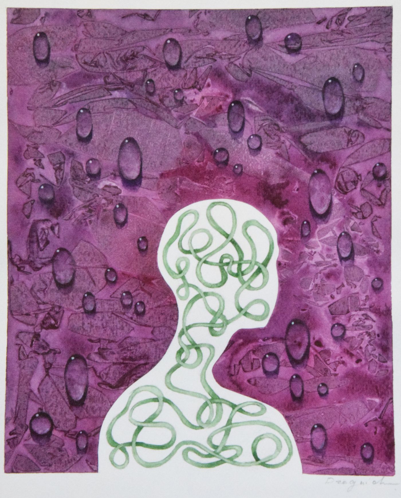 Circulations intérieures — Aquarelle, 2017 — œuvre de David DZAGNIDZE