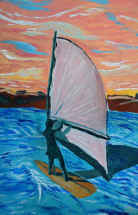 Le surfeur — Acrylique sur toile, 2024 — œuvre de Jean-Baptiste Moreno, art Expressionisme, fauvisme, art contemporain