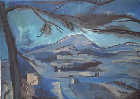 Aurore sur la montagne Saint-Victoire — Huile sur toile, 2025 — œuvre de Jean-Baptiste Moreno, art Expressionisme, fauvisme, art contemporain