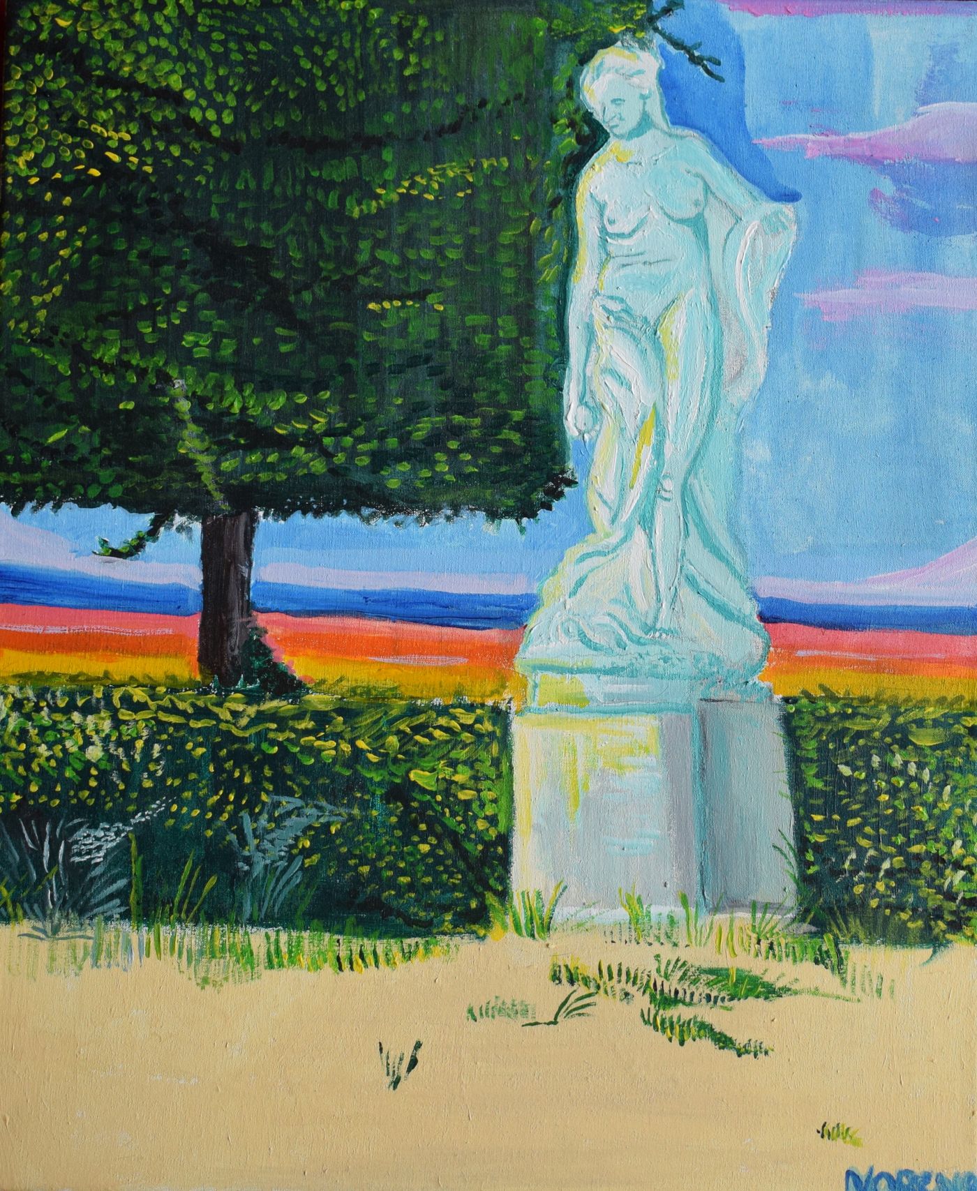 Statue du parc de Saint-Cloud — Acrylique sur toile, 2023 — œuvre de Jean-Baptiste Moreno