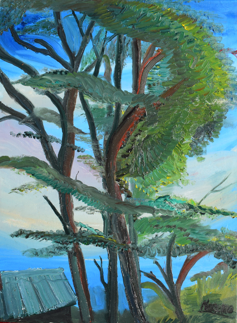 Levée de soleil sur Ville-D'Avray — Huile sur toile, 2024 — œuvre de Jean-Baptiste Moreno, art Expressionisme, fauvisme, art contemporain