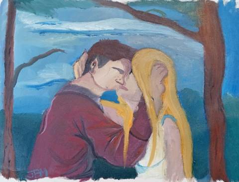 Le baiser — Huile sur toile, 2026 — œuvre de Jean-Baptiste Moreno, art Expressionisme, fauvisme, art contemporain