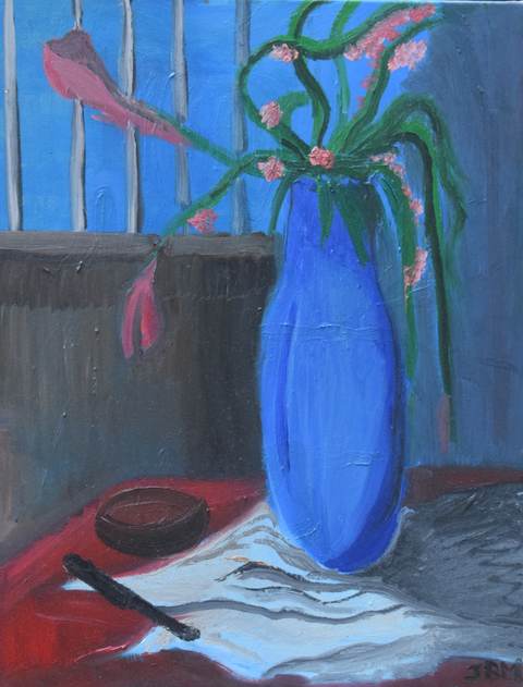 Le vase bleu — Huile sur toile, 2025 — œuvre de Jean-Baptiste Moreno, art Expressionisme, fauvisme, art contemporain