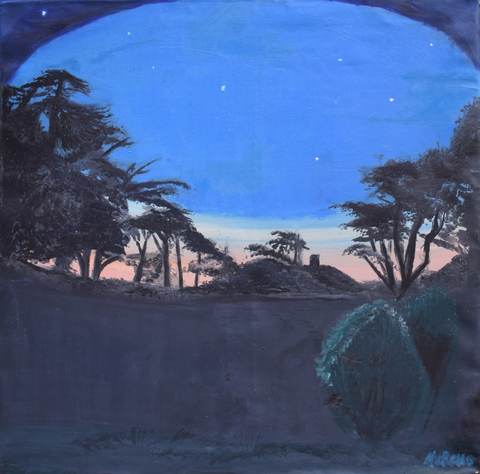 Couché de soleil sur Ville-D'Avray — Huile sur toile, 2025 — œuvre de Jean-Baptiste Moreno, art Expressionisme, fauvisme, art contemporain