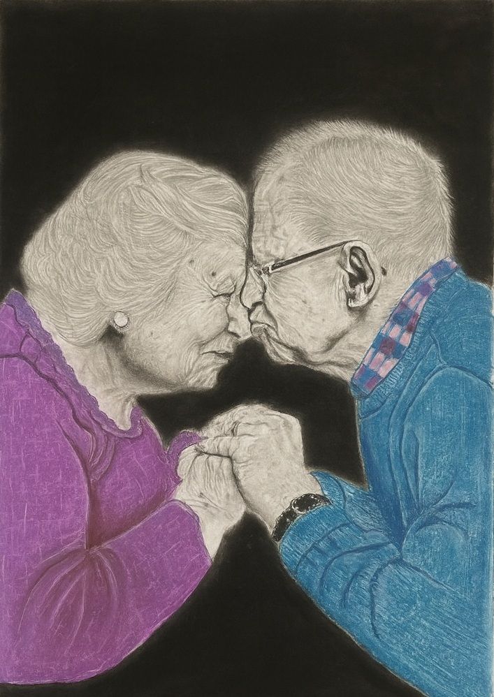 Amour Intemporel par Mary G — Fusain, 2023 — œuvre de Mary G
