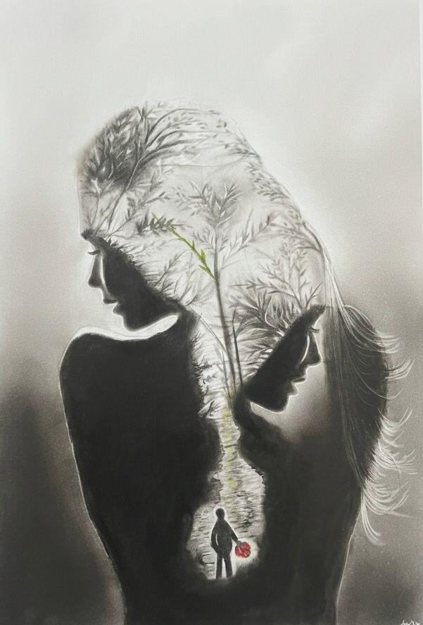 Pénétration de l'Espoir par Mary G — Fusain, 2024 — œuvre de Mary G